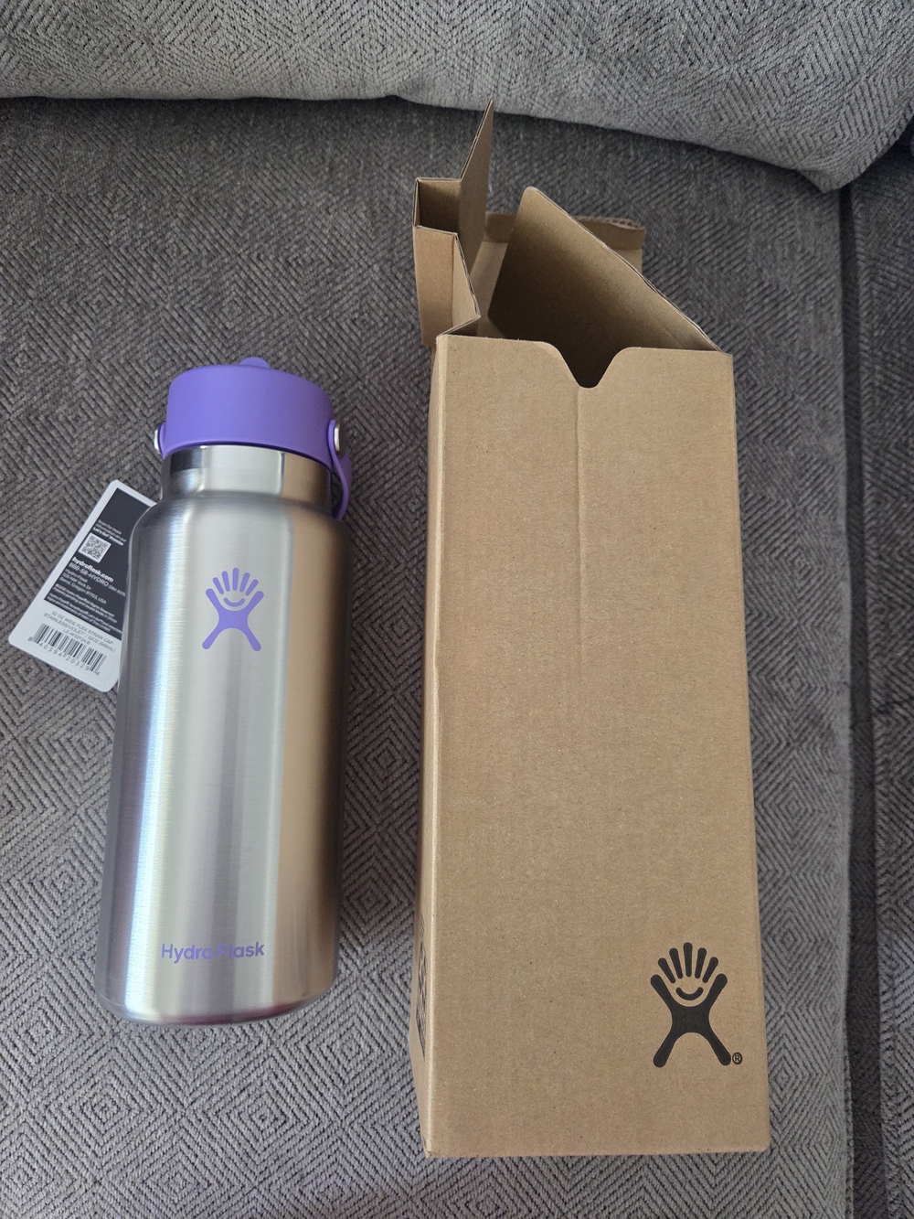 Hydro Flask Stainless Steel Bottle with Purple Cap